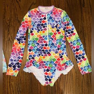 Millie Loves Lily NWOT size 8 one-piece swimsuit rash guard long sleeve zip up